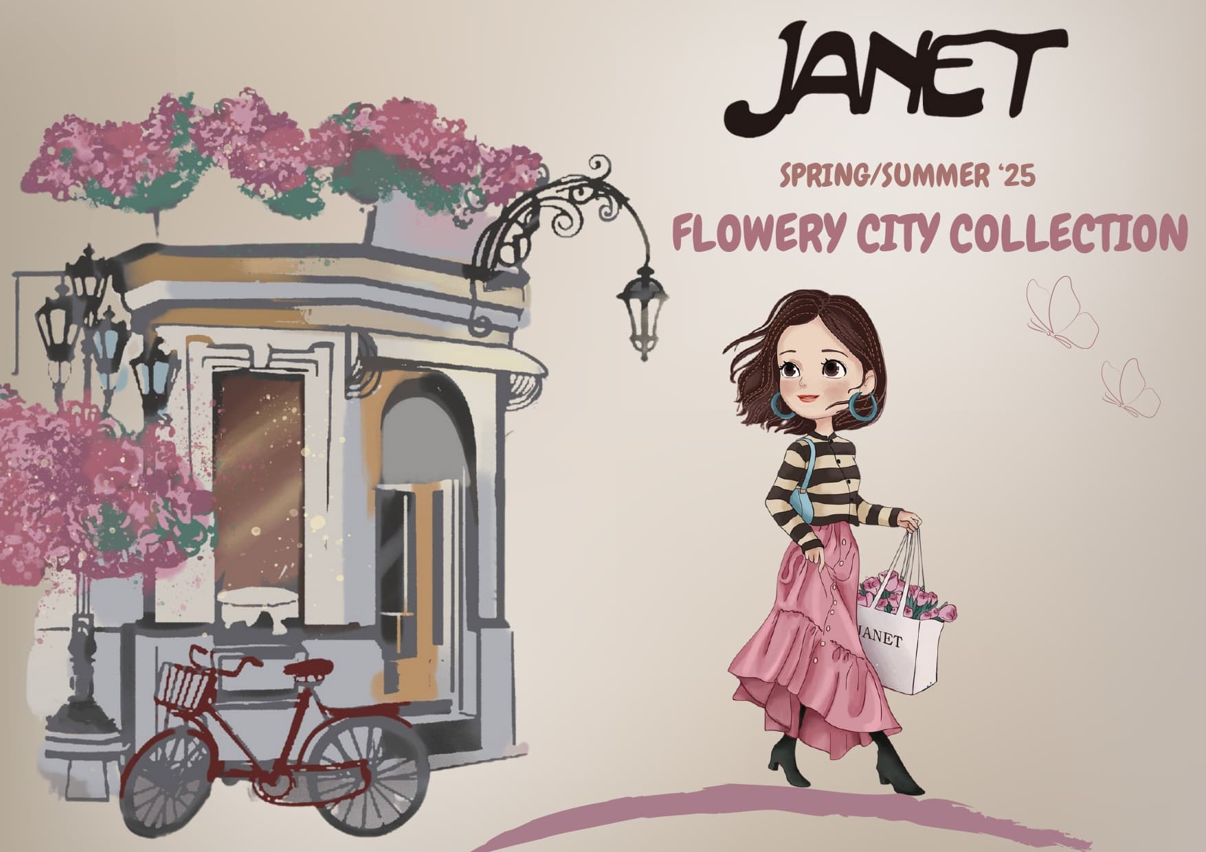 Portret djevojke Janet sa torbom